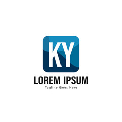 Initial KY logo template with modern frame. Minimalist KY letter logo vector illustration