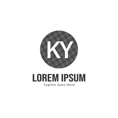 Initial KY logo template with modern frame. Minimalist KY letter logo vector illustration