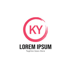 Initial KY logo template with modern frame. Minimalist KY letter logo vector illustration