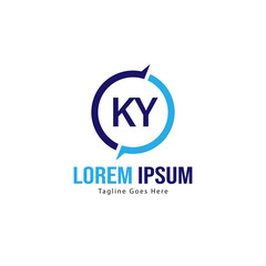 Initial KY logo template with modern frame. Minimalist KY letter logo vector illustration