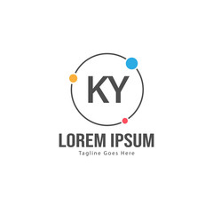 Initial KY logo template with modern frame. Minimalist KY letter logo vector illustration