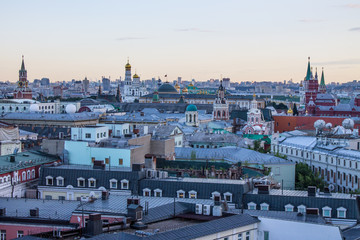 Obraz premium Top view of the historic center of Moscow Russia from the roof of the Central children's store