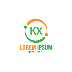 Initial KX logo template with modern frame. Minimalist KX letter logo vector illustration