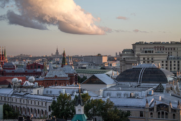 Top view of the historic center of Moscow Russia from the roof of the Central children's store