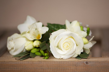 white roses on table