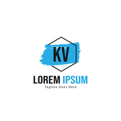 Initial KV logo template with modern frame. Minimalist KV letter logo vector illustration