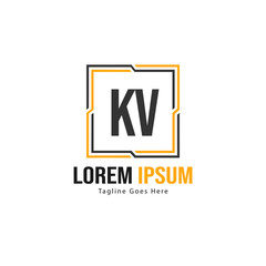 Fototapeta premium Initial KV logo template with modern frame. Minimalist KV letter logo vector illustration