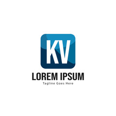 Initial KV logo template with modern frame. Minimalist KV letter logo vector illustration