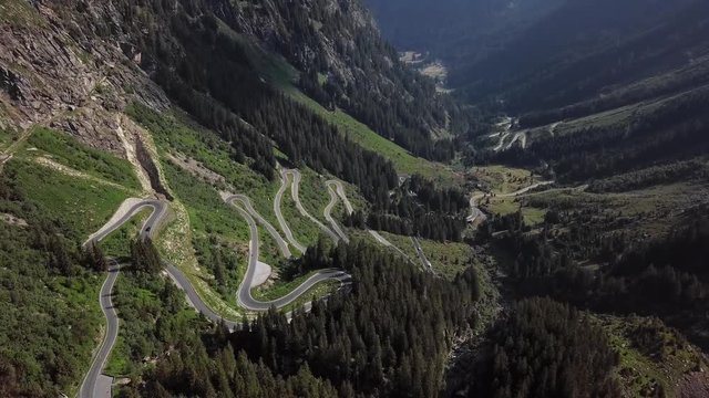 Flight over of Silvretta-Bielerhohe High Alpine Road in Vorarlberg, Austria.