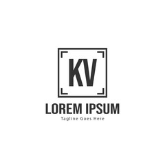 Obraz premium Initial KV logo template with modern frame. Minimalist KV letter logo vector illustration