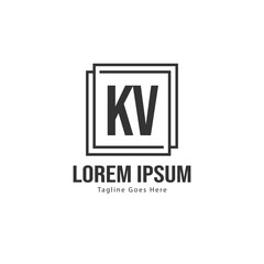 Fototapeta premium Initial KV logo template with modern frame. Minimalist KV letter logo vector illustration