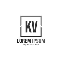 Obraz premium Initial KV logo template with modern frame. Minimalist KV letter logo vector illustration
