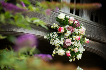 wedding flowers on wood