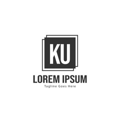 Obraz premium Initial KU logo template with modern frame. Minimalist KU letter logo vector illustration