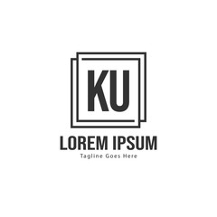 Fototapeta premium Initial KU logo template with modern frame. Minimalist KU letter logo vector illustration