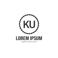 Initial KU logo template with modern frame. Minimalist KU letter logo vector illustration