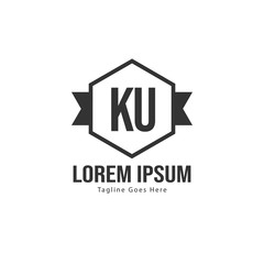 Initial KU logo template with modern frame. Minimalist KU letter logo vector illustration