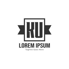 Initial KU logo template with modern frame. Minimalist KU letter logo vector illustration