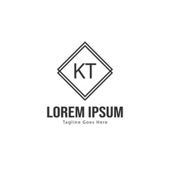 Initial KT logo template with modern frame. Minimalist KT letter logo vector illustration