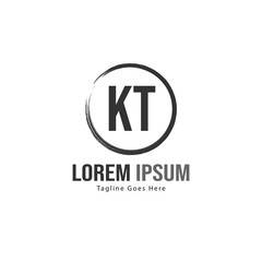 Initial KT logo template with modern frame. Minimalist KT letter logo vector illustration