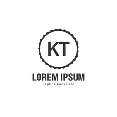 Initial KT logo template with modern frame. Minimalist KT letter logo vector illustration