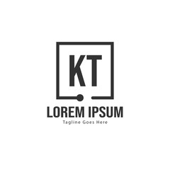 Initial KT logo template with modern frame. Minimalist KT letter logo vector illustration