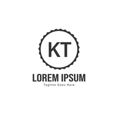 Initial KT logo template with modern frame. Minimalist KT letter logo vector illustration