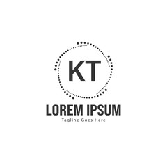 Initial KT logo template with modern frame. Minimalist KT letter logo vector illustration
