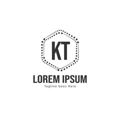 Initial KT logo template with modern frame. Minimalist KT letter logo vector illustration
