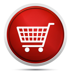 Shopping cart icon Promo Red Round Button