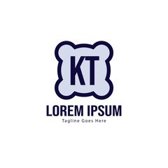 Initial KT logo template with modern frame. Minimalist KT letter logo vector illustration