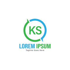 Initial KS logo template with modern frame. Minimalist KS letter logo vector illustration