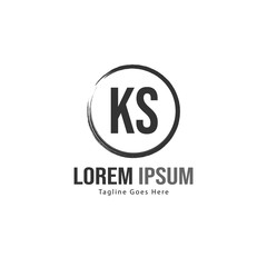 Initial KS logo template with modern frame. Minimalist KS letter logo vector illustration