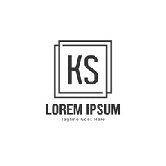 Initial KS logo template with modern frame. Minimalist KS letter logo vector illustration