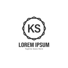 Initial KS logo template with modern frame. Minimalist KS letter logo vector illustration