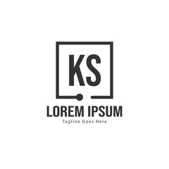 Initial KS logo template with modern frame. Minimalist KS letter logo vector illustration