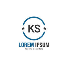 Initial KS logo template with modern frame. Minimalist KS letter logo vector illustration