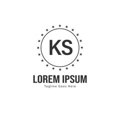 Initial KS logo template with modern frame. Minimalist KS letter logo vector illustration