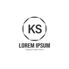 Initial KS logo template with modern frame. Minimalist KS letter logo vector illustration