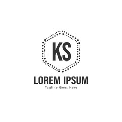 Initial KS logo template with modern frame. Minimalist KS letter logo vector illustration