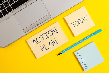 Conceptual hand writing showing Action Plan. Concept meaning proposed strategy or course of actions...