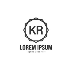 Initial KR logo template with modern frame. Minimalist KR letter logo vector illustration