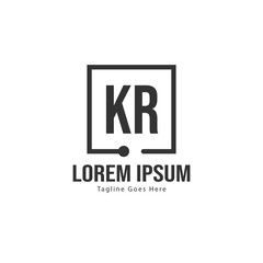 Initial KR logo template with modern frame. Minimalist KR letter logo vector illustration