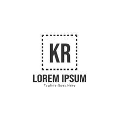 Obraz premium Initial KR logo template with modern frame. Minimalist KR letter logo vector illustration