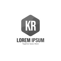 Initial KR logo template with modern frame. Minimalist KR letter logo vector illustration