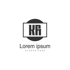 Initial KR logo template with modern frame. Minimalist KR letter logo vector illustration
