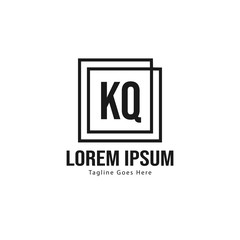 Initial KQ logo template with modern frame. Minimalist KQ letter logo vector illustration