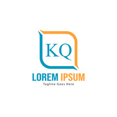 Initial KQ logo template with modern frame. Minimalist KQ letter logo vector illustration