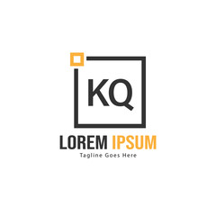 Initial KQ logo template with modern frame. Minimalist KQ letter logo vector illustration