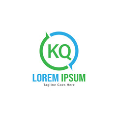 Initial KQ logo template with modern frame. Minimalist KQ letter logo vector illustration
